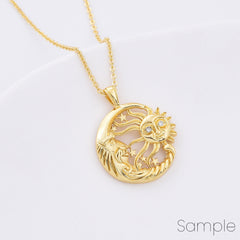18K Gold Filled Dainty Sun, Moon, and Stars Charm, Celestial Charm Sun Moon Stars Pendant for Necklace Bracelet Jewelry Making Supply, CP2103