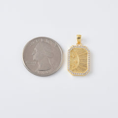 18K Gold Filled Celestial Charm Sun Moon Stars Pendant, Celestial Tag Minimalist Micro pave Jewelry Necklace Charm Component Supply, CP2104