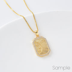18K Gold Filled Celestial Charm Sun Moon Stars Pendant, Celestial Tag Minimalist Micro pave Jewelry Necklace Charm Component Supply, CP2104