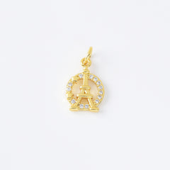 18K Gold Filled Dainty Eiffel Tower Charm, Paris Charm, French Charm, Eiffel Tower Pendant for Necklace Bracelet Jewelry Making Supply, CP2106
