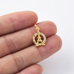 18K Gold Filled Dainty Eiffel Tower Charm, Paris Charm, French Charm, Eiffel Tower Pendant for Necklace Bracelet Jewelry Making Supply, CP2106