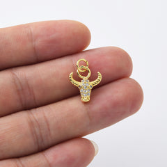 18K Gold Filled Buffalo Head Charm, Bull Head Animal Charm Pendant, Bison Ox Head Charm for Necklace Bracelet Jewelry Making Supply, CP2107