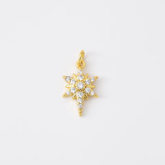 18K Gold Filled Dainty Gold North Star Charm, Bethlehem Star Pendant, Starburst Charm for Jewelry Making Supply, 14x9mm, CP2108