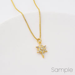 18K Gold Filled Dainty Gold North Star Charm, Bethlehem Star Pendant, Starburst Charm for Jewelry Making Supply, 14x9mm, CP2108