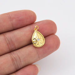 18K Gold Filled Teardrop Star Charm, Star Burst Pendant for Necklace Bracelet Jewelry Making Supply, North Star Drop Charm, 16x10mm, CP2109