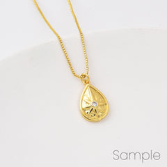 18K Gold Filled Teardrop Star Charm, Star Burst Pendant for Necklace Bracelet Jewelry Making Supply, North Star Drop Charm, 16x10mm, CP2109