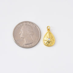 18K Gold Filled Teardrop Star Charm, Star Burst Pendant for Necklace Bracelet Jewelry Making Supply, North Star Drop Charm, 16x10mm, CP2109