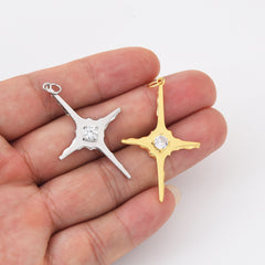18K Gold Filled Dainty North Star Charms, Tiny Cubic Zirconia Charm for Necklace Earring Bracelet Jewelry Making Supply Celestial Jewelry, CP2110