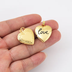 18K Gold Filled Dainty Heart Photo Locket Charm Necklace Keepsake Photo Frame Charm Personalized Mother Day Gift Handmade Jewelry Supply, CP2111