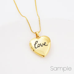 18K Gold Filled Dainty Heart Photo Locket Charm Necklace Keepsake Photo Frame Charm Personalized Mother Day Gift Handmade Jewelry Supply, CP2111