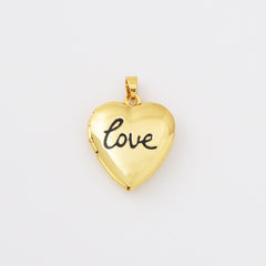 18K Gold Filled Dainty Heart Photo Locket Charm Necklace Keepsake Photo Frame Charm Personalized Mother Day Gift Handmade Jewelry Supply, CP2111