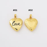 18K Gold Filled Dainty Heart Photo Locket Charm Necklace Keepsake Photo Frame Charm Personalized Mother Day Gift Handmade Jewelry Supply, CP2111