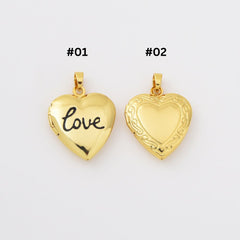 18K Gold Filled Dainty Heart Photo Locket Charm Necklace Keepsake Photo Frame Charm Personalized Mother Day Gift Handmade Jewelry Supply, CP2111
