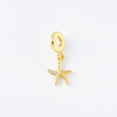 18K Gold Filled Starfish Charm, Micro Pave Cubic Zirconia Ocean Wildlife Starfish Charm for Necklace Bracelet Jewelry Making Supply, CP2115