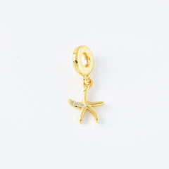 18K Gold Filled Starfish Charm, Micro Pave Cubic Zirconia Ocean Wildlife Starfish Charm for Necklace Bracelet Jewelry Making Supply, CP2115