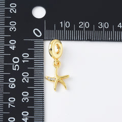 18K Gold Filled Starfish Charm, Micro Pave Cubic Zirconia Ocean Wildlife Starfish Charm for Necklace Bracelet Jewelry Making Supply, CP2115