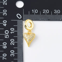 18K Gold Filled Dainty Heart Charm, Love Heart Rondelle Bail Drop Pendant for Bracelet Necklace Earring Supply Valentine Gift Idea, CP2116