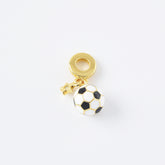 18K Gold Filled Enamel Football Charm, Star Soccer Ball Sport Theme Rondelle Bail Triple Drop Pendant Bracelet, 22x14mm, CP2120