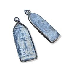 Walking Buddha Amulet Charm, Buddha Amulet Pendant, Protection Charm, Guanyin Pendant Necklace, Good Luck Charm, 55x18mm, CP2127