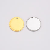 18K Gold Filled Stainless Steel Circle Round Charm Blank for Engrave, Round Polished Charm w/ Scalloped Edge for Necklace Bracelet Making CP2139