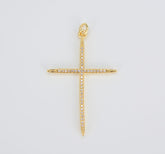Gold Filled Cross Charm, CZ Pave Religious Cross Pendant, Christian Faith Necklace Connector, Wholesale Jewelry Making Supply, CP214