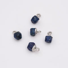 18K Gold Filled Dainty Faceted Cube Stone Charm, Natural Stone Faceted Pendant for DIY Jewelry Making Supply, CP2142