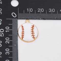 18K Gold Filled Enamel Sports Ball Charm, Football Basketball Rugby Baseball Beach Ball Pendant for Necklace Bracelet Jewelry Making, CP2144