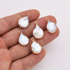 18K Gold Filled Electroplated Natural Baroque Pearl Charm, Natural Pearl Drop Pendant for Necklace Bracelet Jewelry Making Supply, CP2148