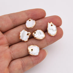 18K Gold Filled Electroplated Natural Baroque Pearl Charm, Natural Pearl Drop Pendant for Necklace Bracelet Jewelry Making Supply, CP2148