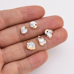 18K Gold Filled Electroplated Natural Baroque Pearl Charm, Natural Pearl Drop Pendant for Necklace Bracelet Jewelry Making Supply, CP2148