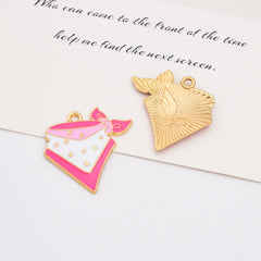 18K Gold Filled Dainty Cowboy Wine Boots Hat Scarf Gun Bull Head Charm, Cute Enamel Western Cowgirl Pendant, CP2149