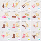 18K Gold Filled Dainty Cowboy Wine Boots Hat Scarf Gun Bull Head Charm, Cute Enamel Western Cowgirl Pendant, CP2149