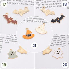 18K Gold Filled Dainty Enamel Holloween Charm Pendants, All Saints’ Day Pendants for DIY Crafting Jewelry Making Accessories Supplies Handmade, CP2150