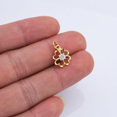 18K Gold Filled Clover Leaf Charm, Hollow Luck Heart Leaf Pendant, DIY Personalized Jewelry Making Accessories, CP2162