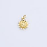 18K Gold Filled Dotted Sunflower Nature Charm for Necklace Bracelet Earrings DIY Jewelry Making Supply, 15mm, CP2163