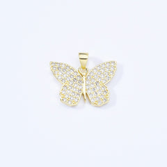18K Gold Filled Dainty Elegant Butterfly Charm, Butterfly Pendant Cubic Zircornia Micro Pave for Necklace Bracelet Earrings Jewelry Making Supply, CP2173