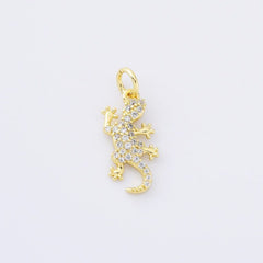 18K Gold Filled Dainty Gecko Charm, Lizard Pendant, Reptile Animal Charm for Necklace Bracelet Earring Jewelry Making Supply, 20x8mm, CP2174