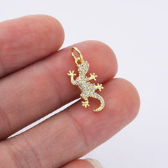 18K Gold Filled Dainty Gecko Charm, Lizard Pendant, Reptile Animal Charm for Necklace Bracelet Earring Jewelry Making Supply, 20x8mm, CP2174
