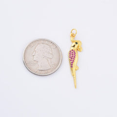 18K Gold Filled Macaw Parrot Charm, Micro Pave Fuchsia CZ Cockatoo Bird Pendant, DIY Fashion Jewelry Craft Supply for Necklace Bracelet, CP2175