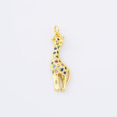 18K Gold Filled Dainty Giraffe Charm, Giraffe Pendant CZ Micro Pave, Wild Animals Charm for Necklace Bracelet Jewelry Making Supply, CP2176