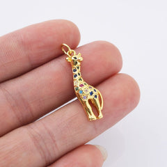18K Gold Filled Dainty Giraffe Charm, Giraffe Pendant CZ Micro Pave, Wild Animals Charm for Necklace Bracelet Jewelry Making Supply, CP2176