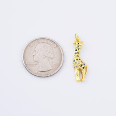 18K Gold Filled Dainty Giraffe Charm, Giraffe Pendant CZ Micro Pave, Wild Animals Charm for Necklace Bracelet Jewelry Making Supply, CP2176