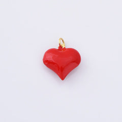 18K Gold Filled Red Enamel Heart Charm, Love Heart Pendant for Necklace Bracelet Earring Charm Jewelry Making Supply, Add On Charm, CP2178