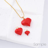 18K Gold Filled Red Enamel Heart Charm, Love Heart Pendant for Necklace Bracelet Earring Charm Jewelry Making Supply, Add On Charm, CP2178