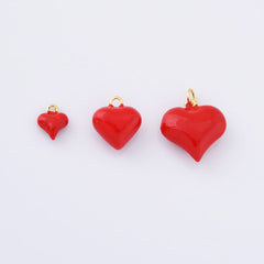 18K Gold Filled Red Enamel Heart Charm, Love Heart Pendant for Necklace Bracelet Earring Charm Jewelry Making Supply, Add On Charm, CP2178