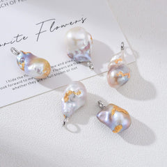 Sterling Silver 925 Freshwater Pearl Charm, Baroque Pearl Charm Big Bold Freeform Pearl Charm Pendant, CP2185