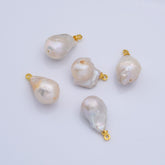 18K Gold Filled Freshwater Pearl Charm, Baroque Pearl Charm Big Bold Freeform Pearl Charm Pendant, CP2186