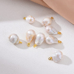 18K Gold Filled Freshwater Pearl Charm, Baroque Pearl Charm Big Bold Freeform Pearl Charm Pendant, CP2186