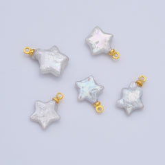 18K Gold Filled Dainty Star Pearls Charm, Natural White Baroque Freshwater Pearls for Necklace Bracelet Earring Beach Jewelry Making, CP2188