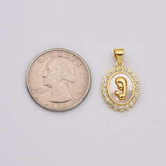 18K Gold Filled Shell Pearl Praying Virgin Mary Medallion Charm, Virgin Mary Pendant, Catholic Charm, Lady Of Guadalupe Pendant, CP2194